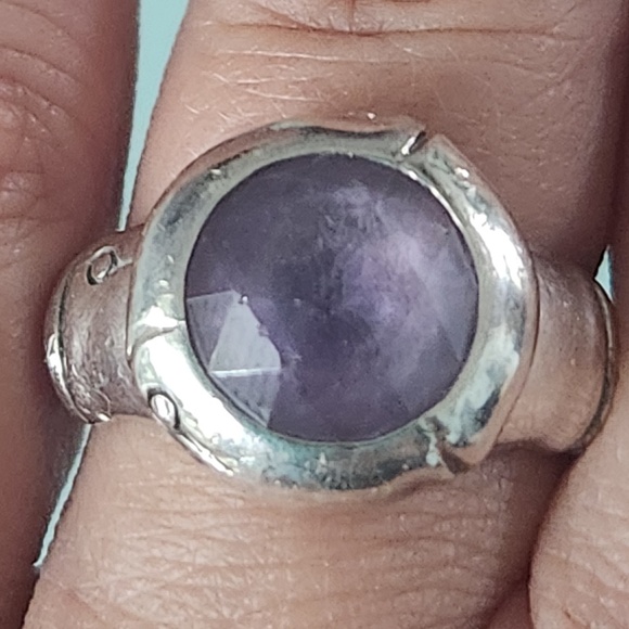 John Hardy Sterling Silver & Amethyst Bamboo Ring, size 7, preloved - Picture 5 of 14